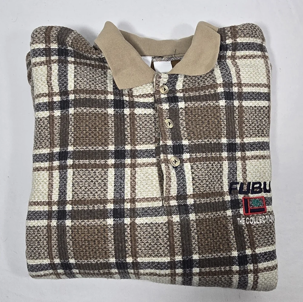 VINTAGE FUBU The Collection Shirt/Sweater LS Men's Adult Extra Large Brown Tan - Picture 13 of 13